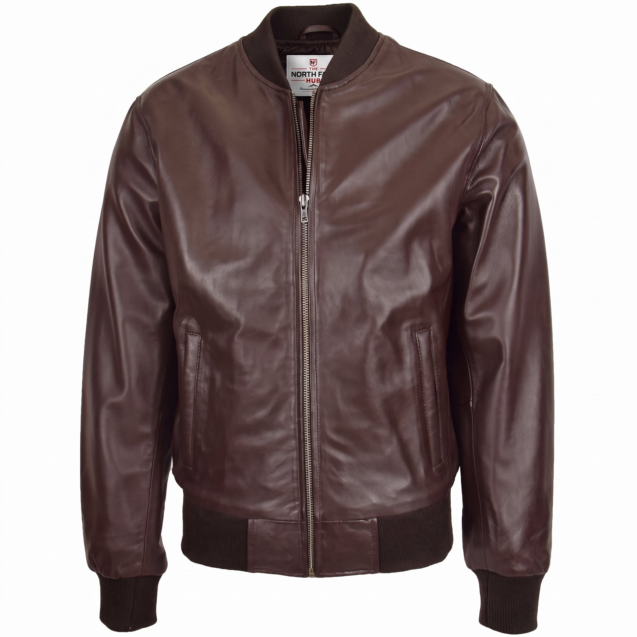 Mens Leather MA-1 Bomber Jacket Ryan Zenith Brown