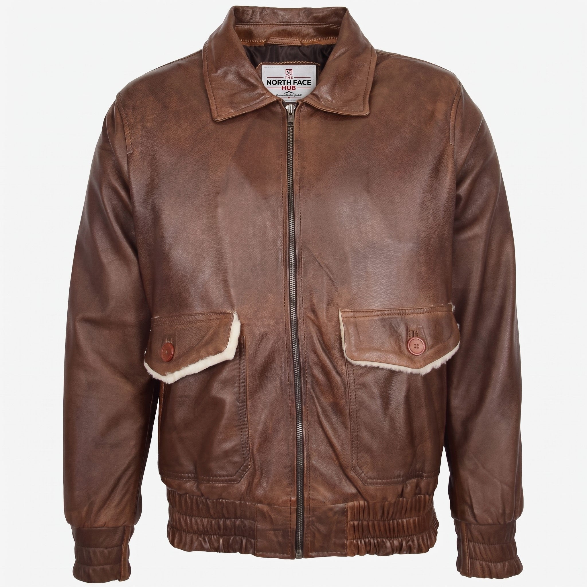 Mens Leather Bomber Jacket G-1 Aviator Style Cooper Zenith Brown