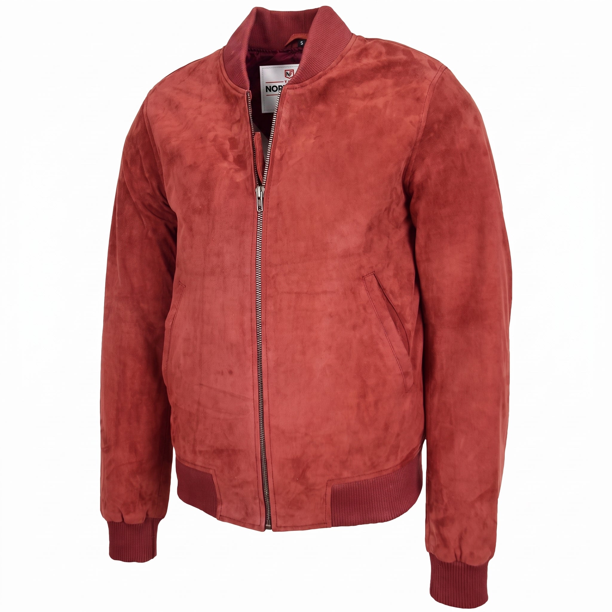 Mens Suede MA-1 Bomber Jacket Trevor Ignite Red