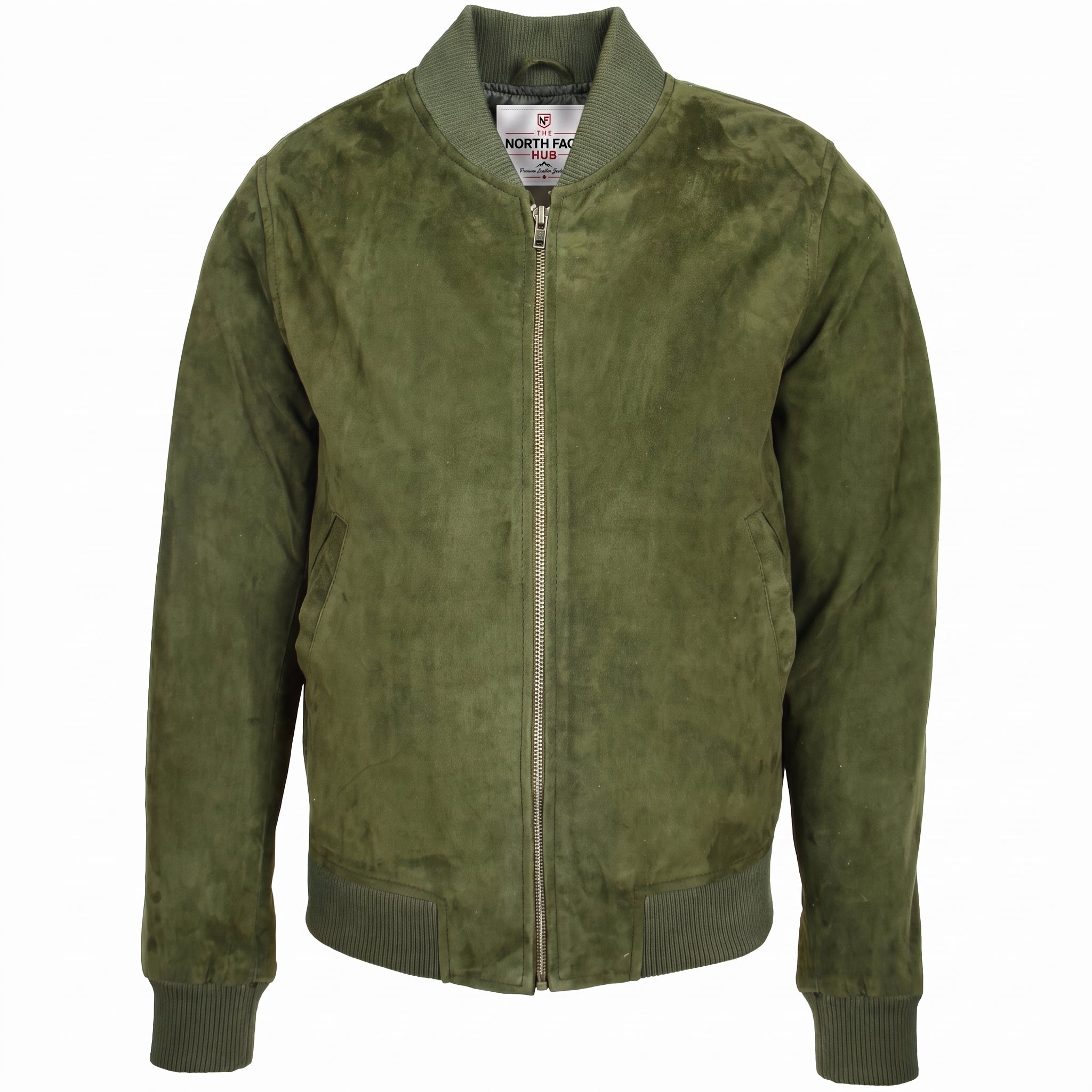 Mens Suede MA-1 Bomber Jacket Trevor Aurora Green