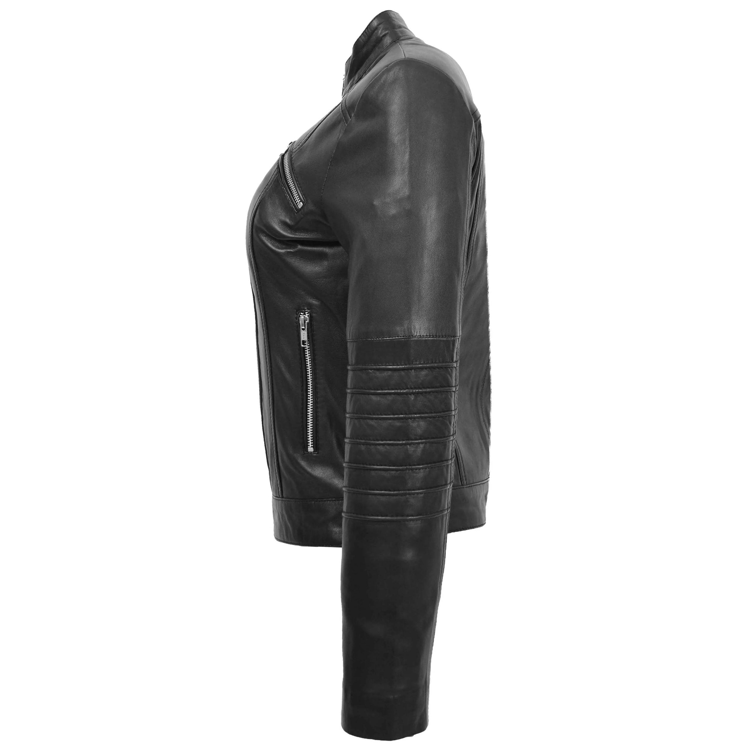 Womens Leather Classic Biker Style Jacket Nova Black
