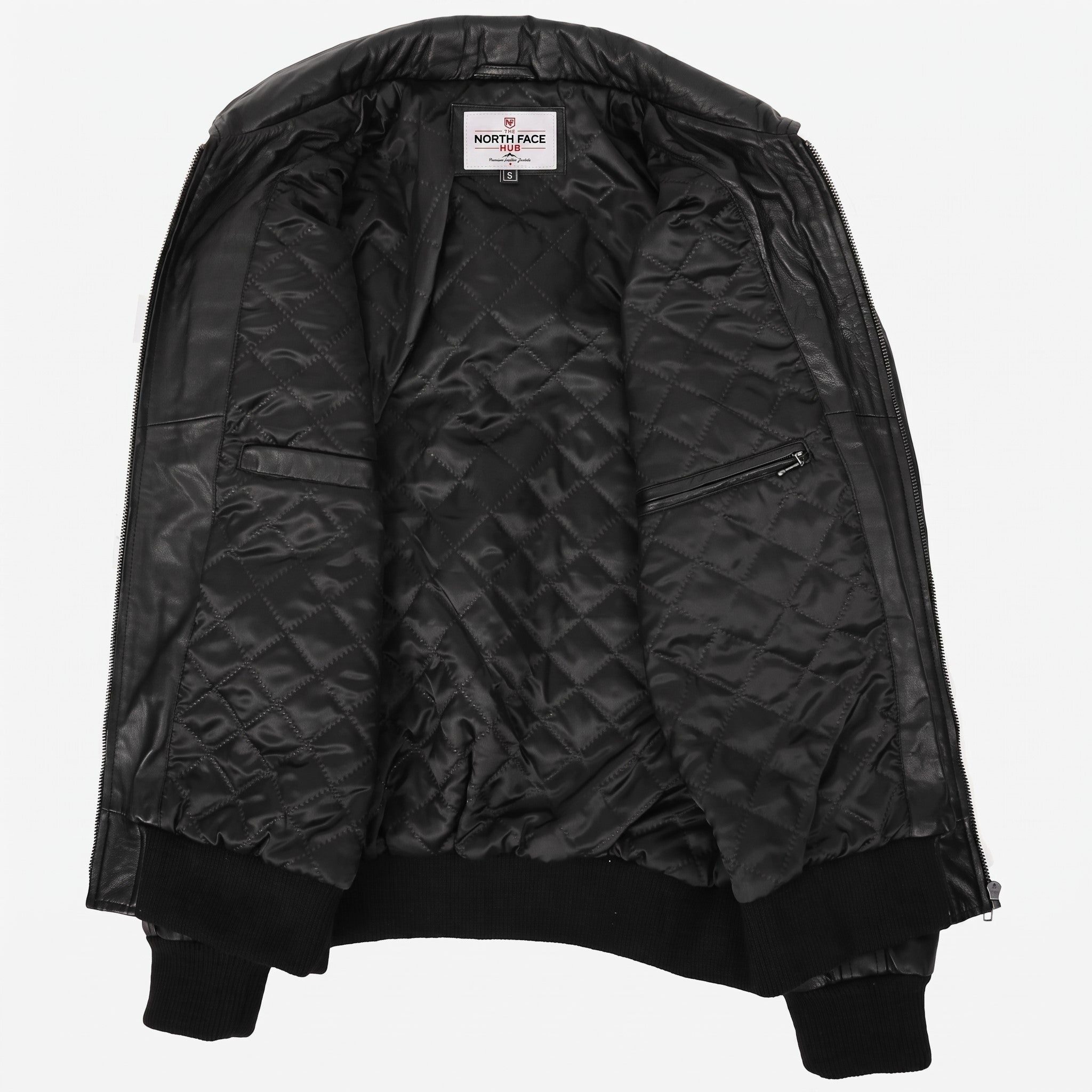 Mens Leather Bomber Jacket with Hoodie Bronx Nova Black