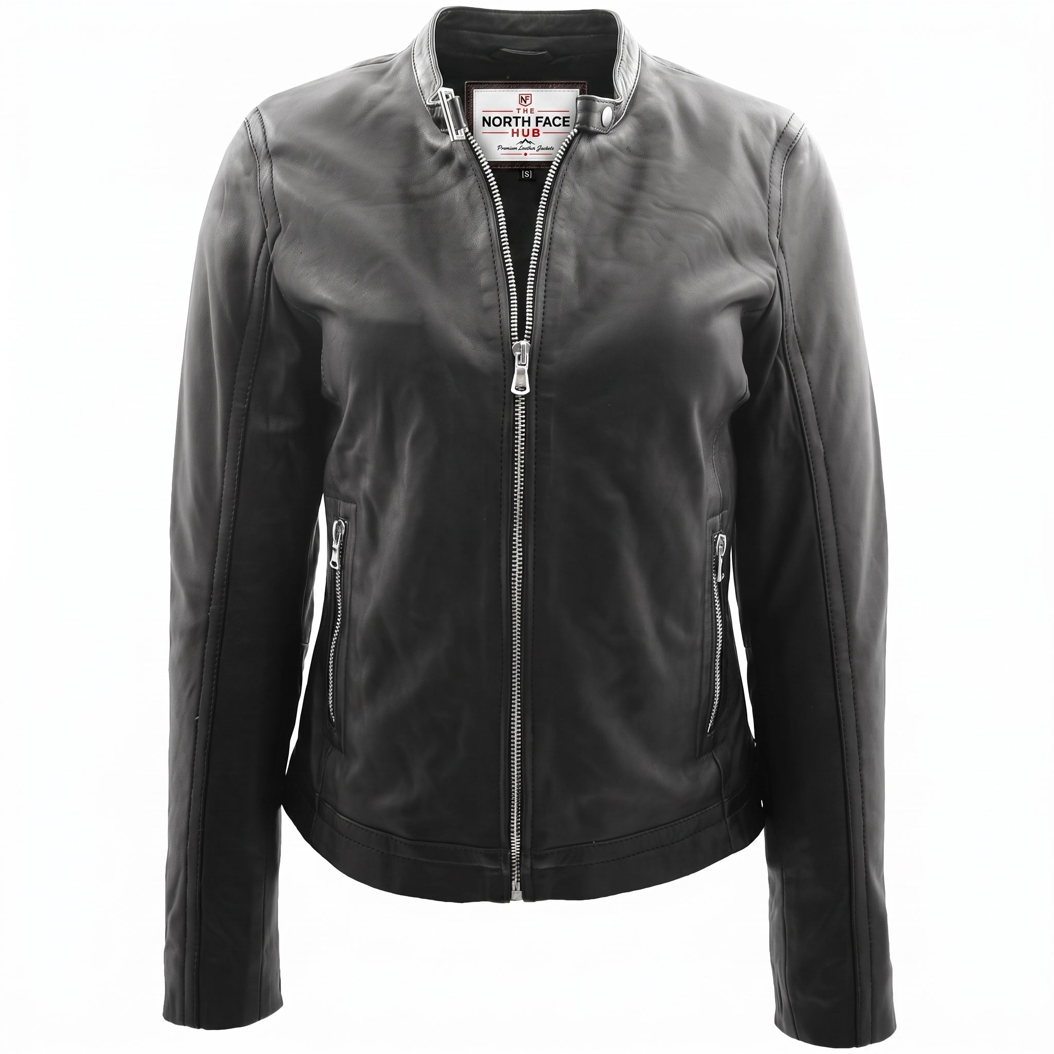 Womens Soft Leather Biker Style Jacket Elyza Nova Black