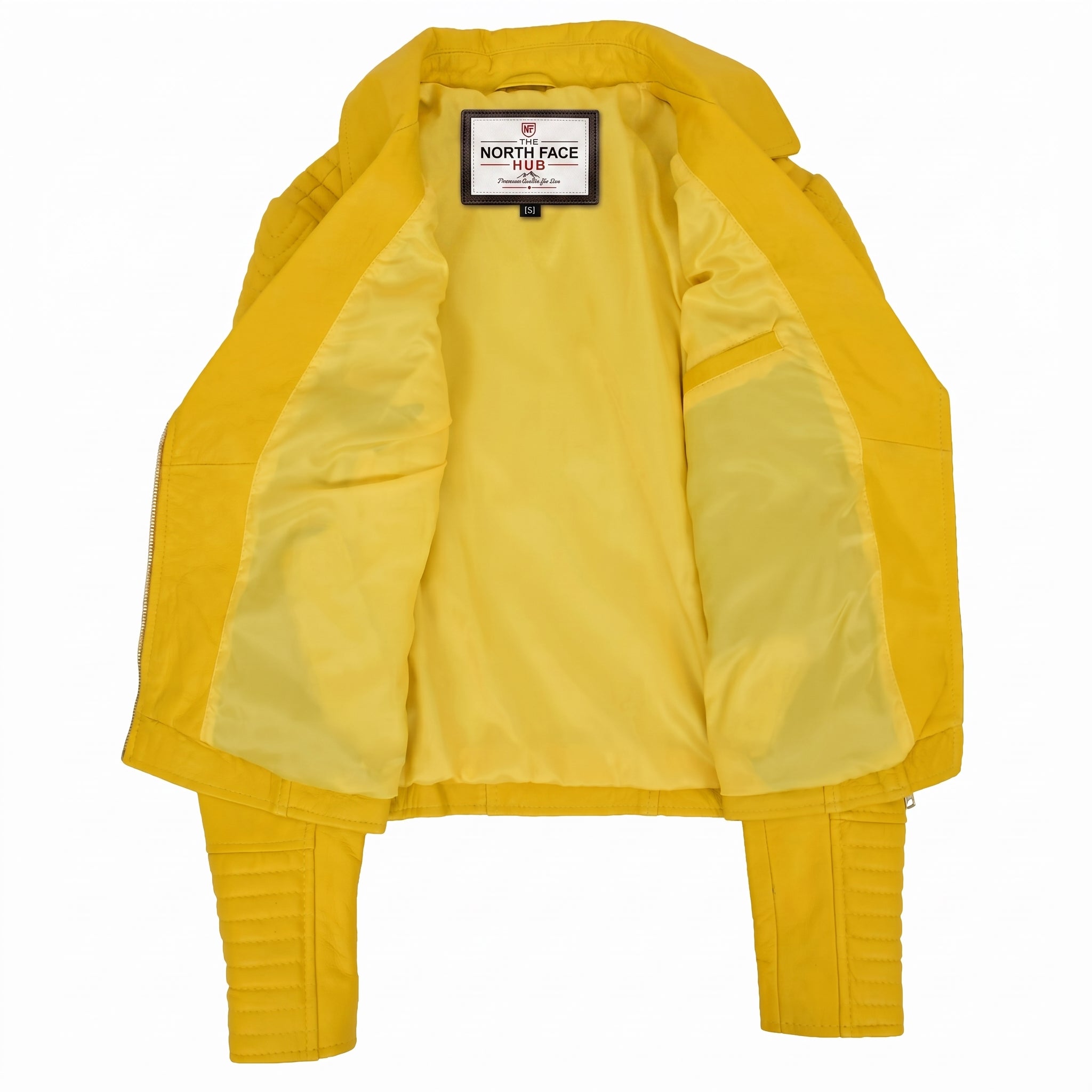 Womens Soft Leather Cross Zip Biker Jacket Anna Vivid Yellow