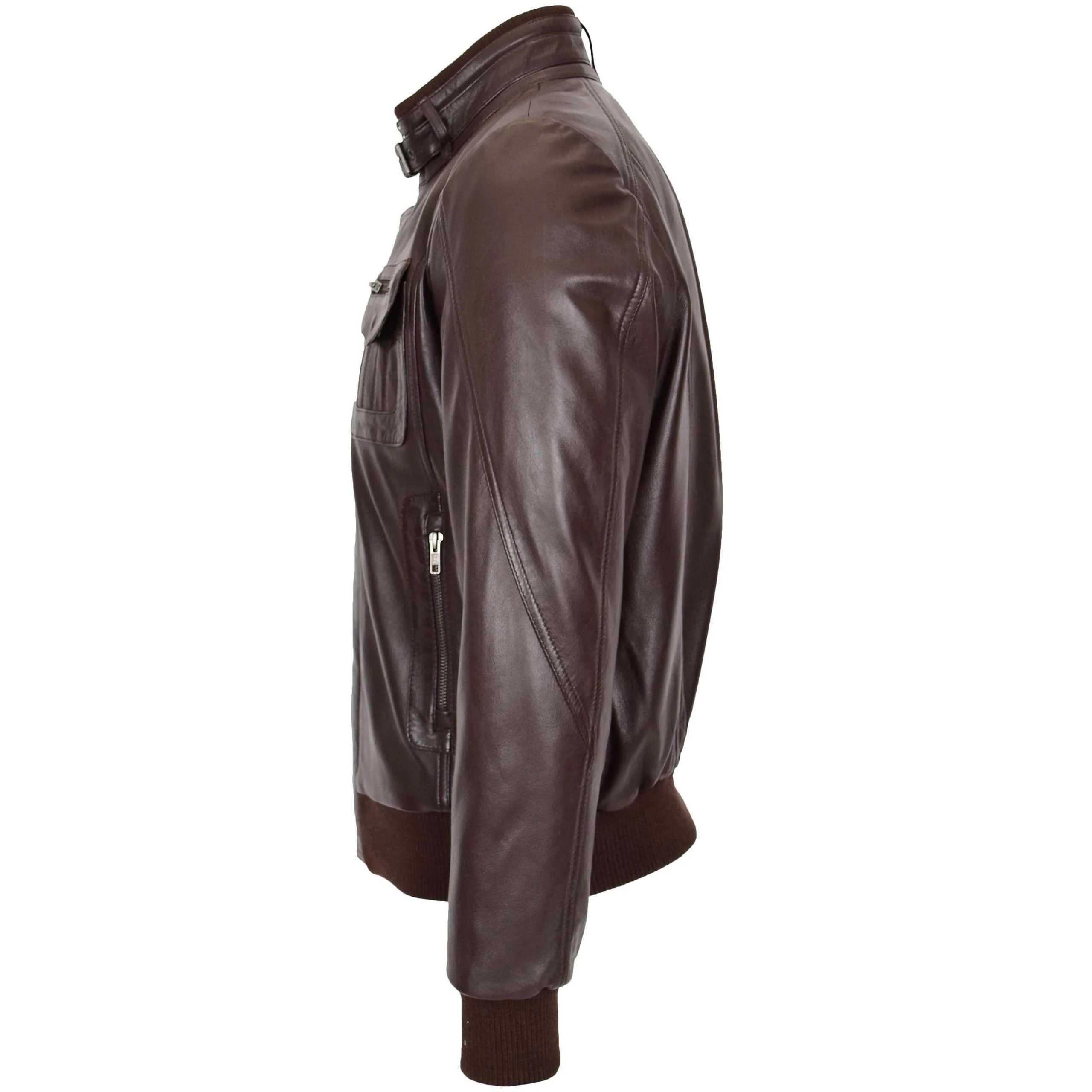 Mens Leather Bomber Flight Jacket Tom Zenith Brown