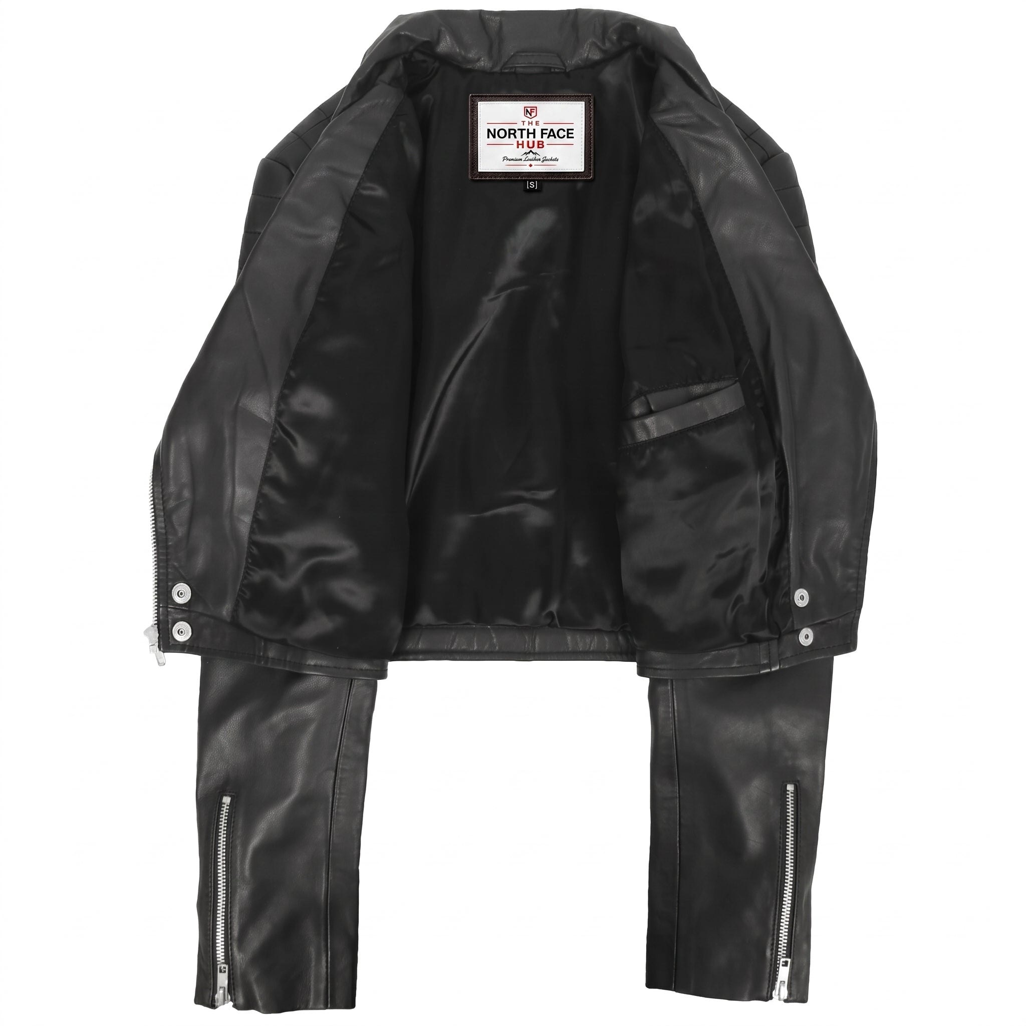 Womens Leather Cropped Biker Style Jacket Demi Nova Black