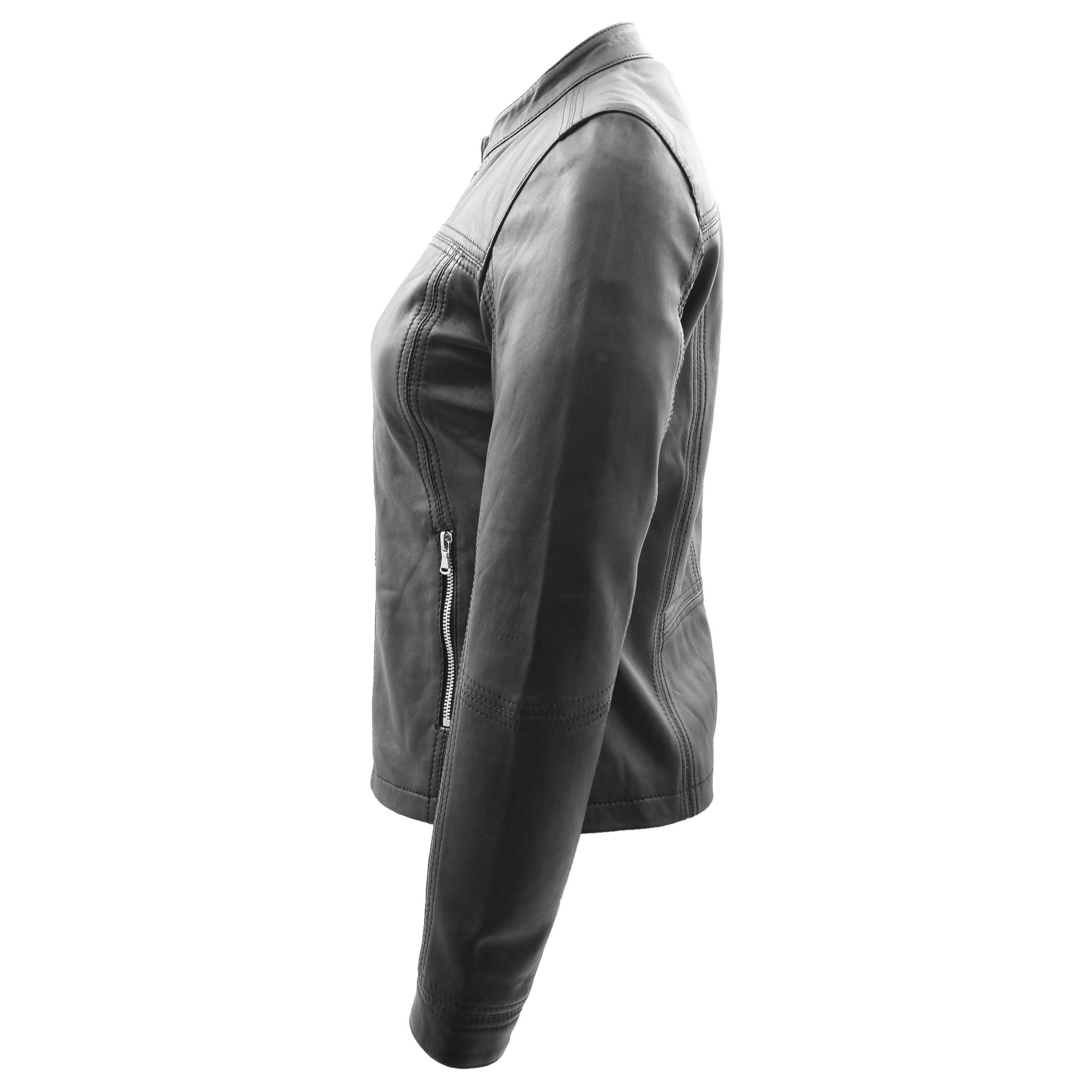 Womens Leather Classic Biker Style Tayla Jacket Nova Black