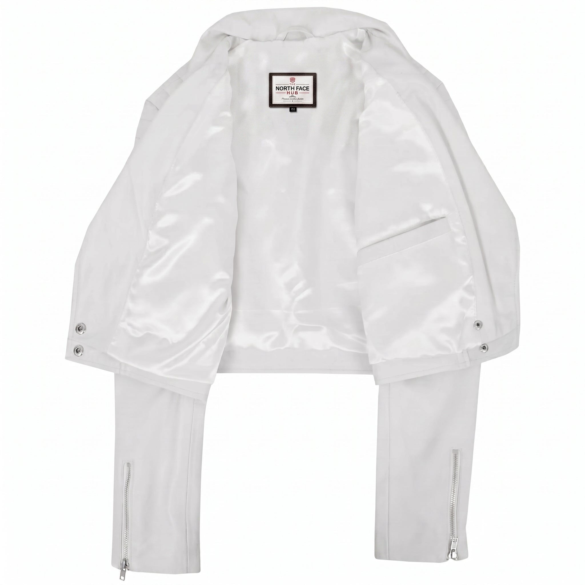 Womens Leather Cropped Biker Style Jacket Demi Astral White