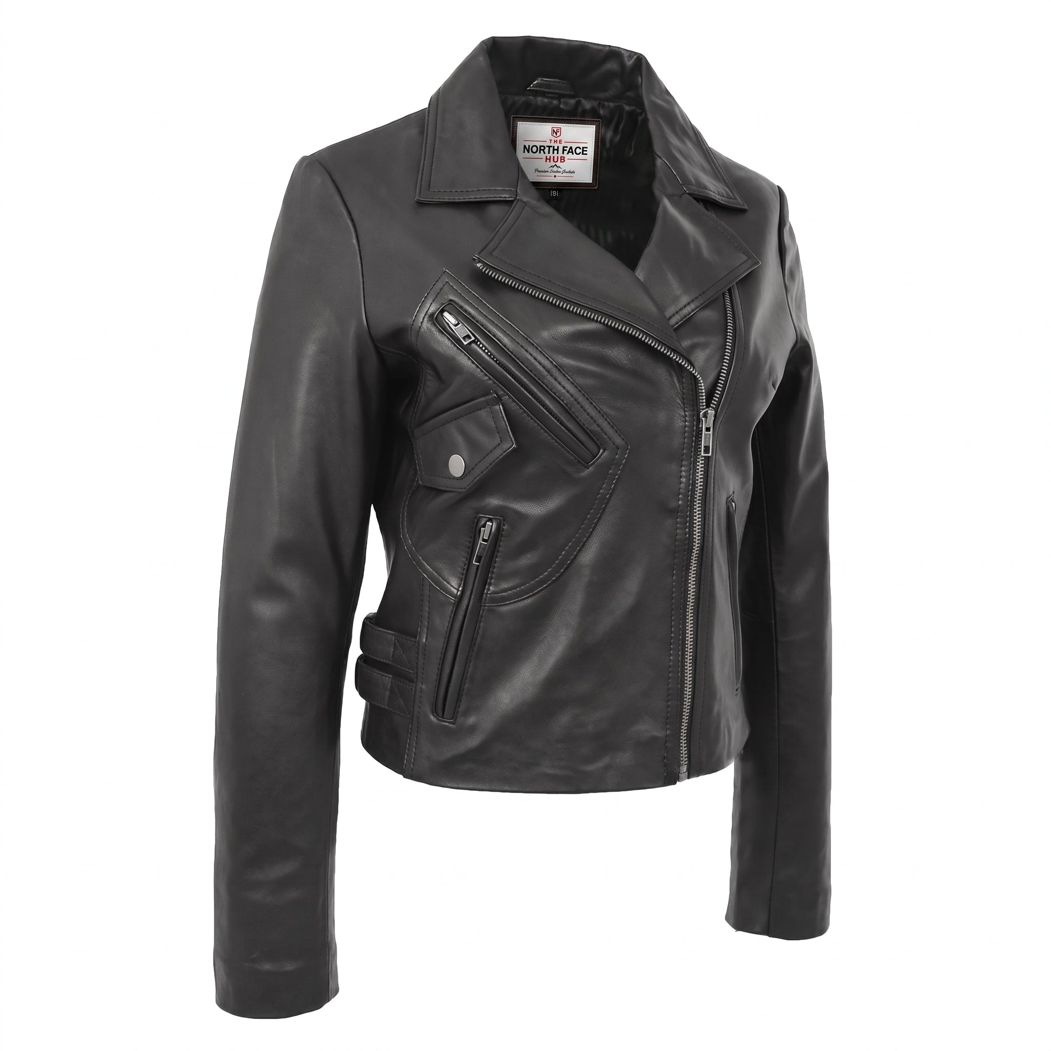Womens Soft Leather Cross Zip Casual Jacket Jodie Nova Black