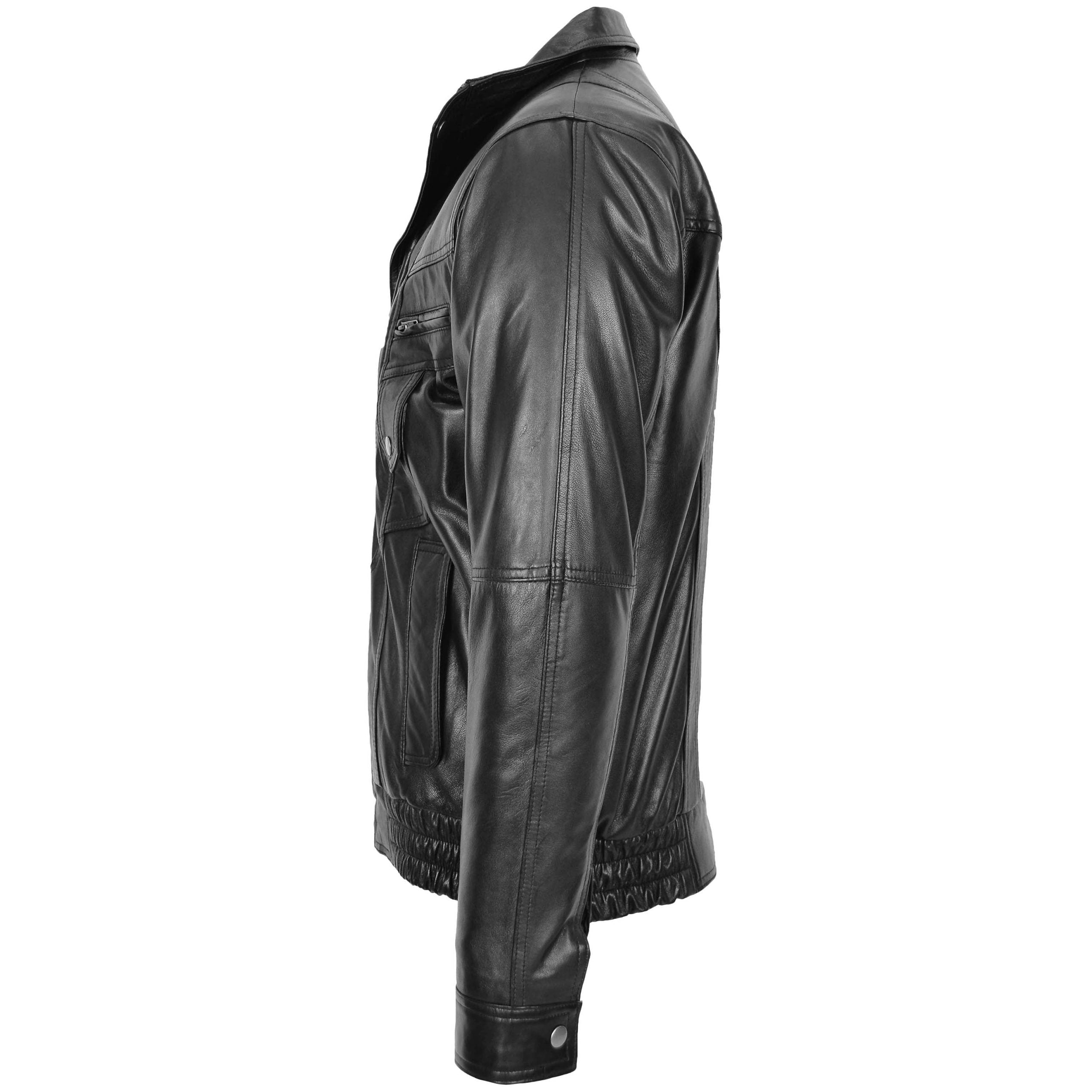 Mens Leather Bomber Blouson Jacket Robert Nova Black
