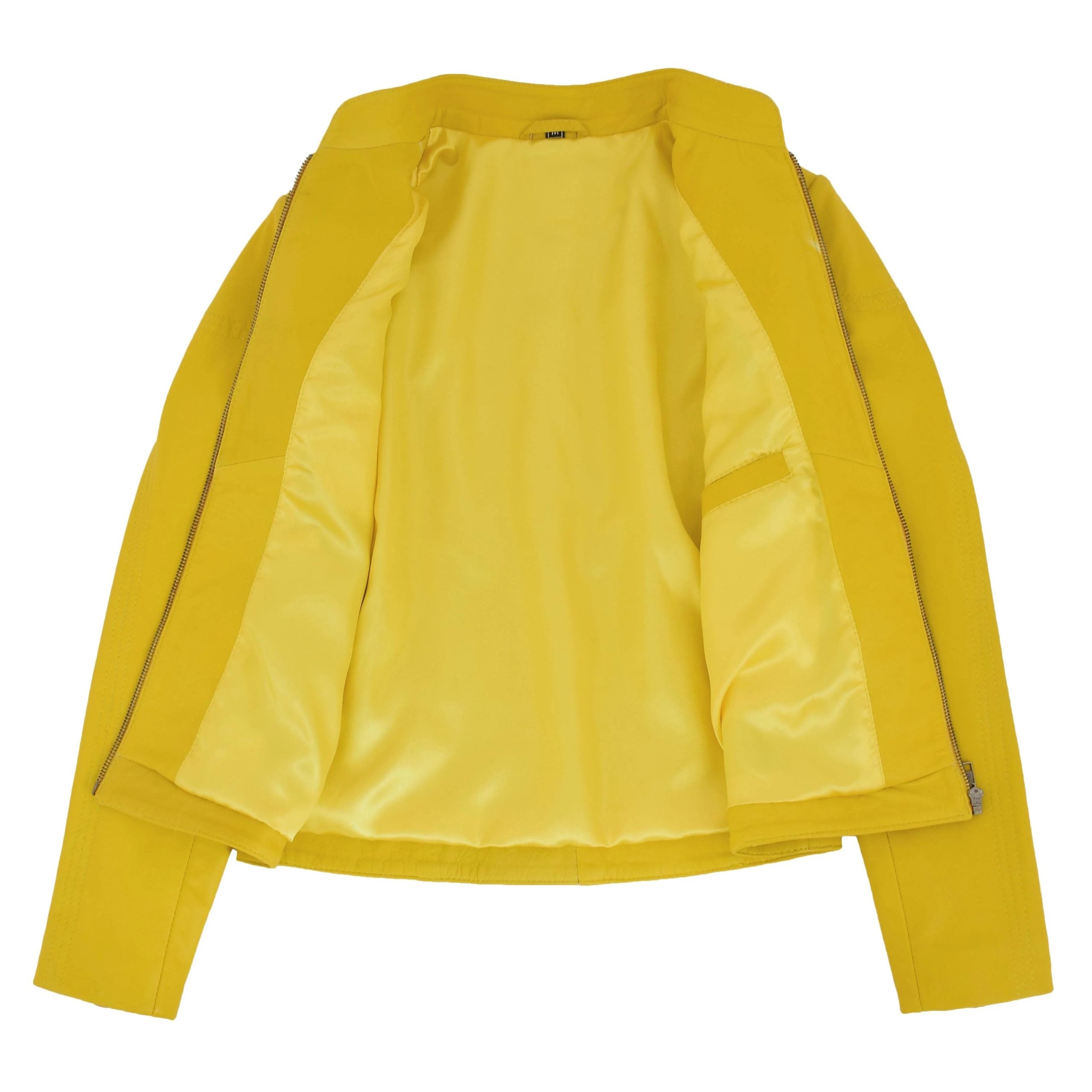 Womens Leather Standing Collar Jacket Becky Vivid Yellow