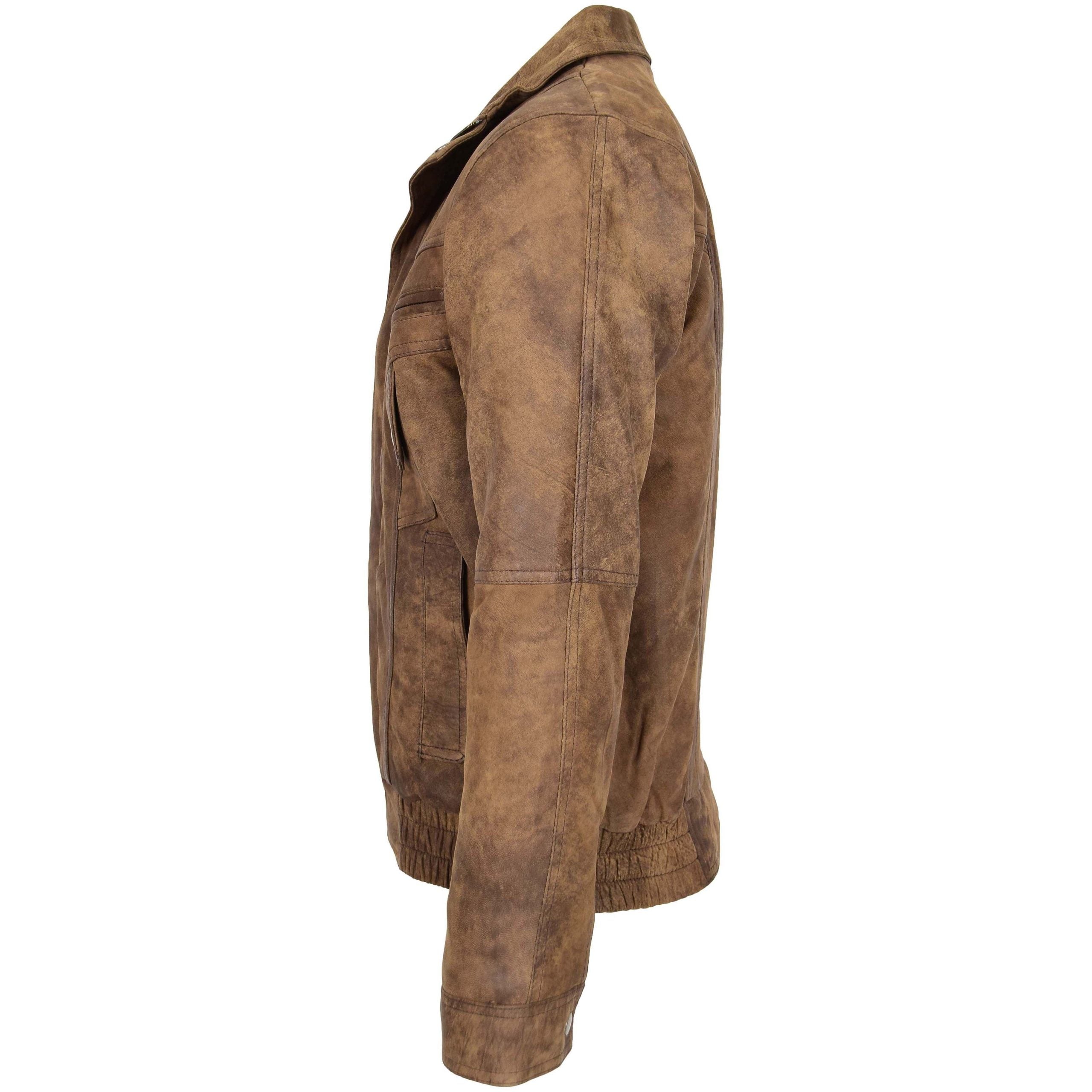 Mens Leather Bomber Blouson Jacket Robert Zenith Brown