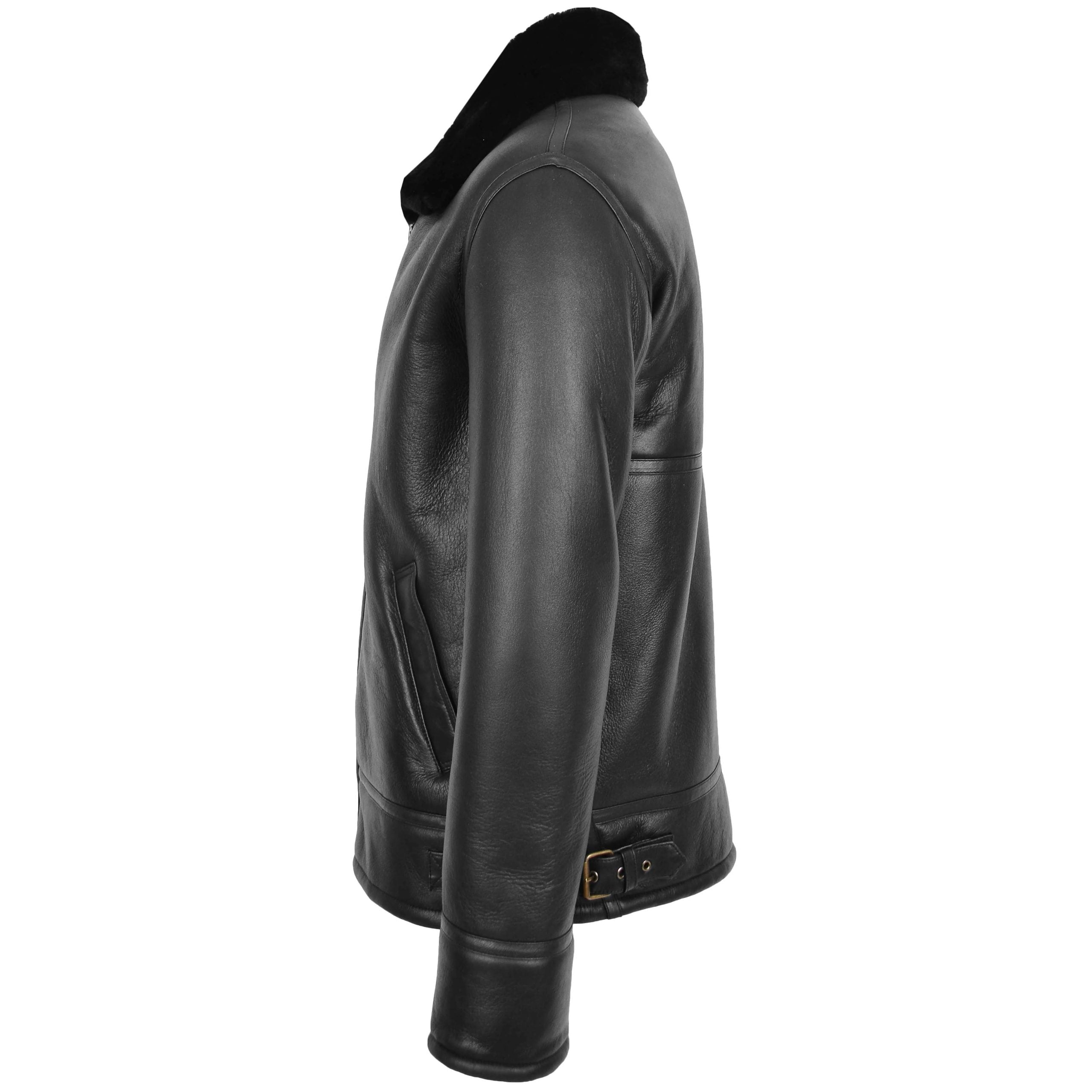 Mens Top Gun Style Sheepskin Jacket Oscar Nova Black