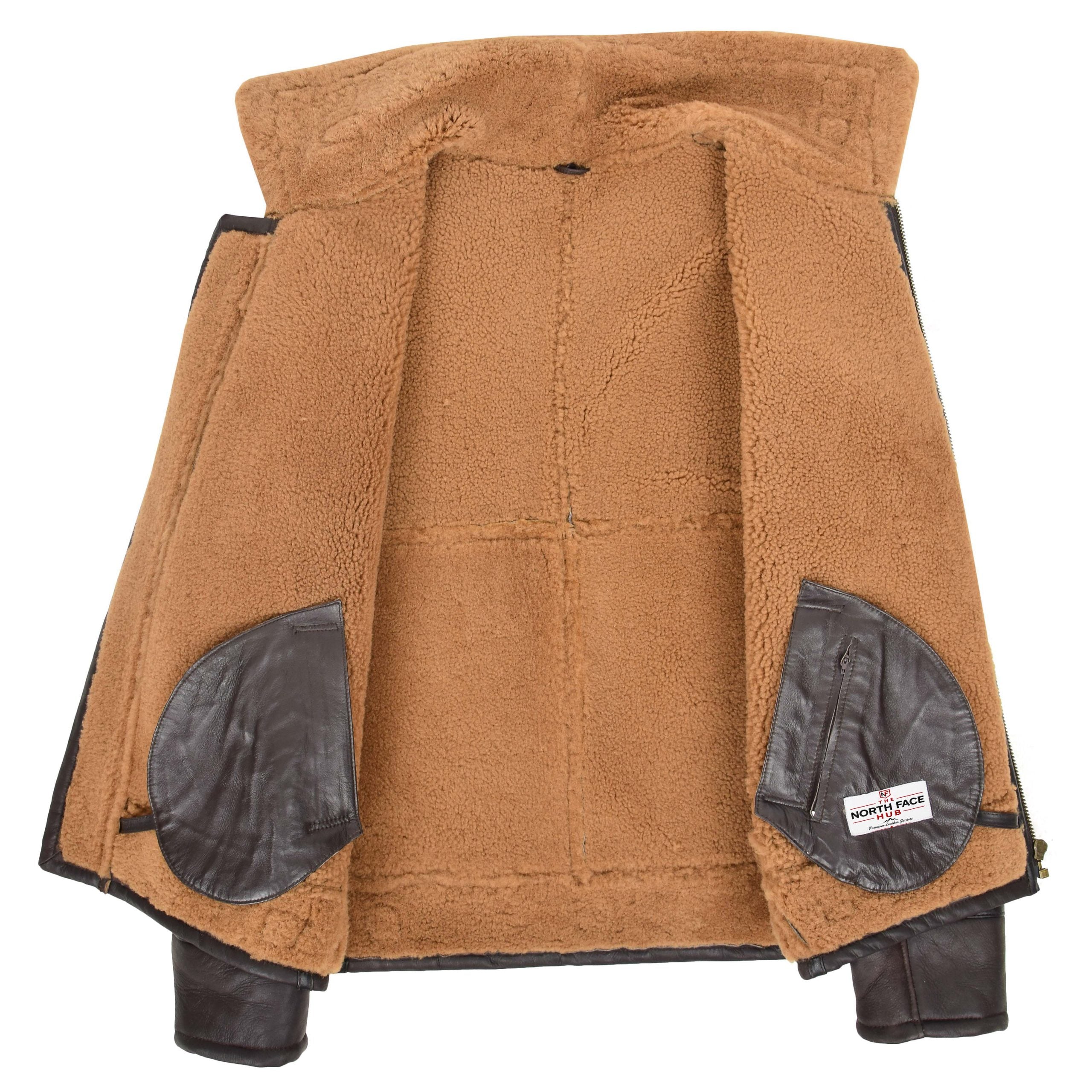 Mens Top Gun Style Sheepskin Jacket Oscar Zenith Brown Ginger