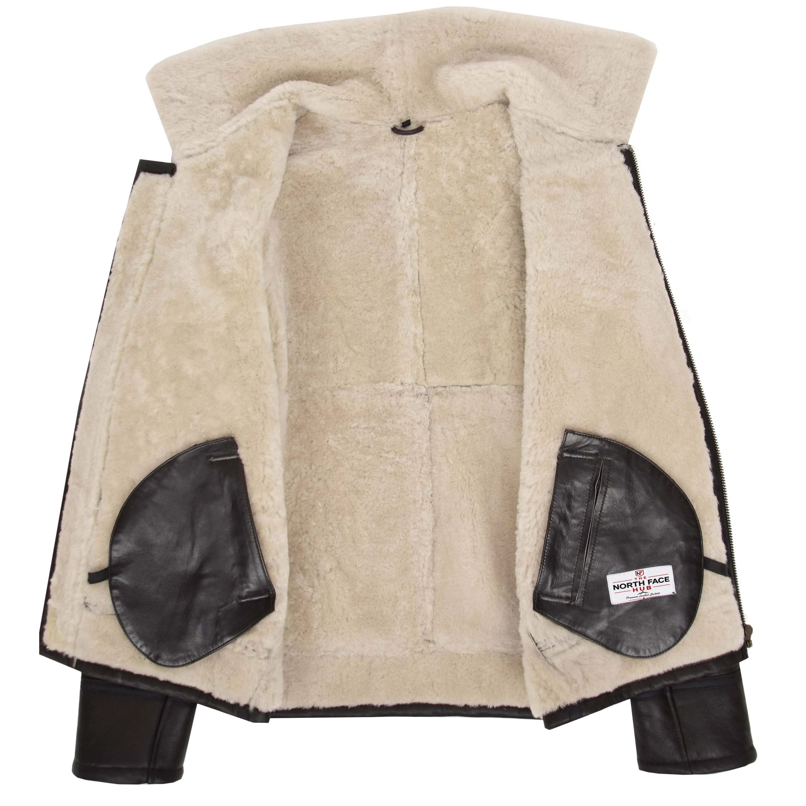 Mens Top Gun Style Sheepskin Jacket Oscar Zenith Brown White