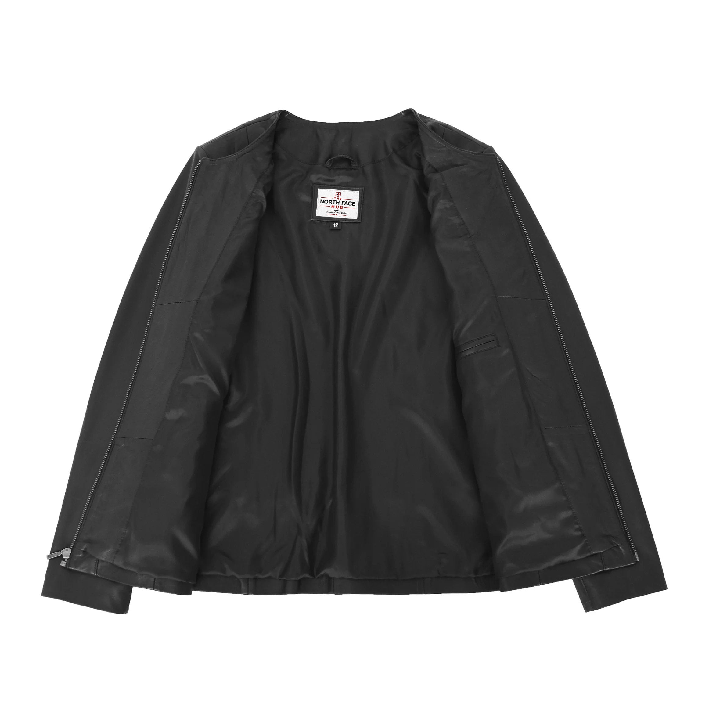 Womens Classic Soft Leather Collarless Jacket Nova Black