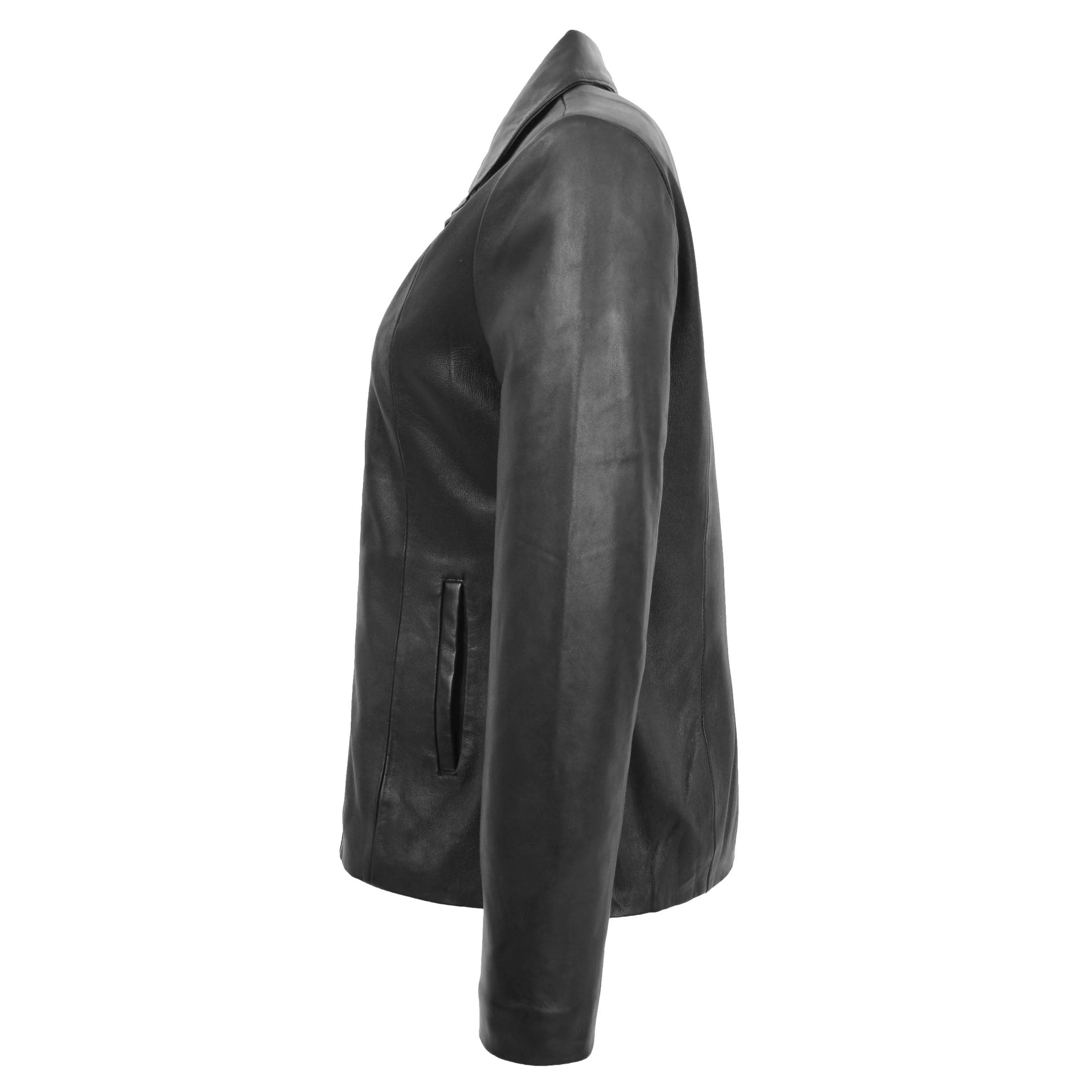 Womens Classic Zip Fastening Leather Jacket Julia Nova Black