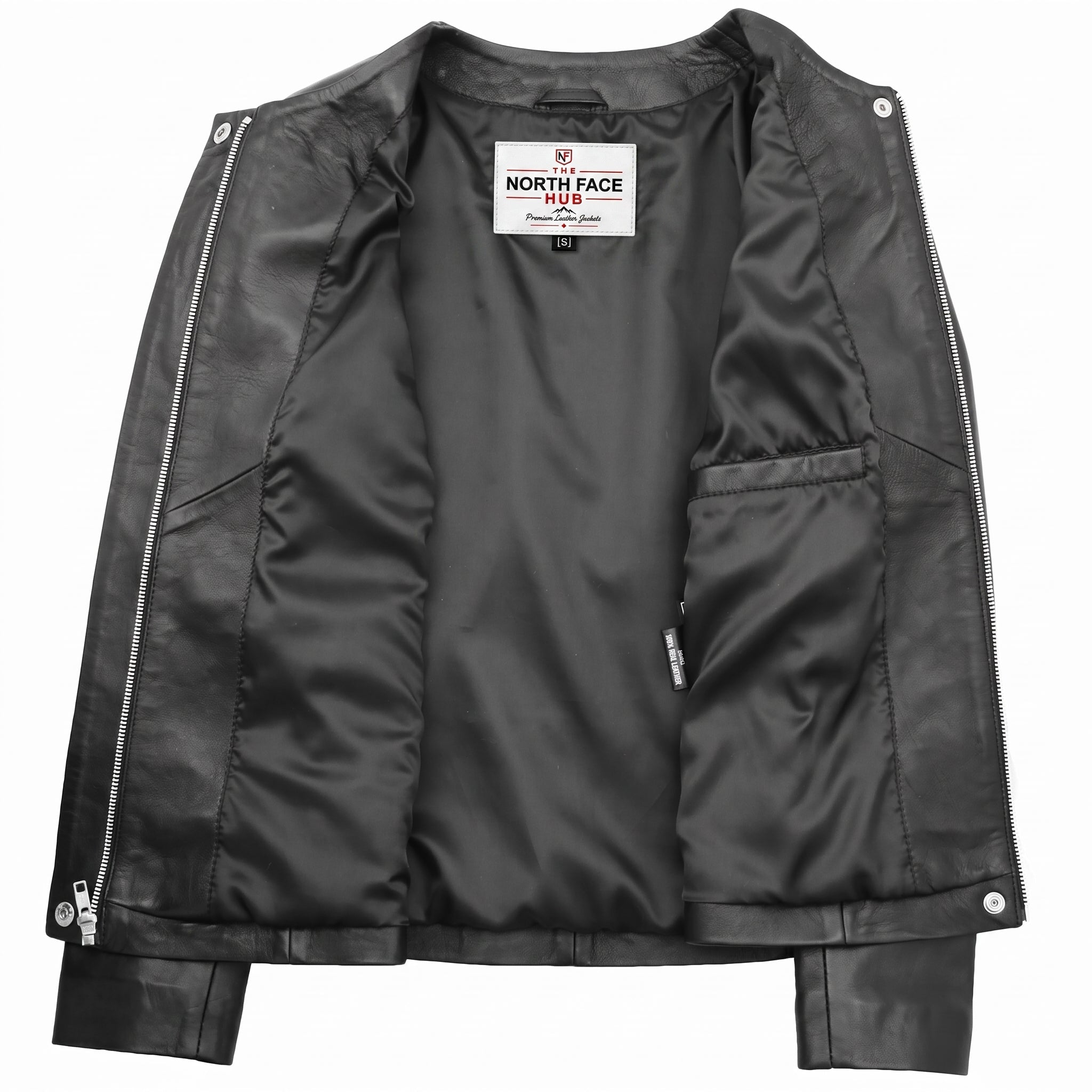 Womens Real Leather Collarless Jacket Moreno Nova Black