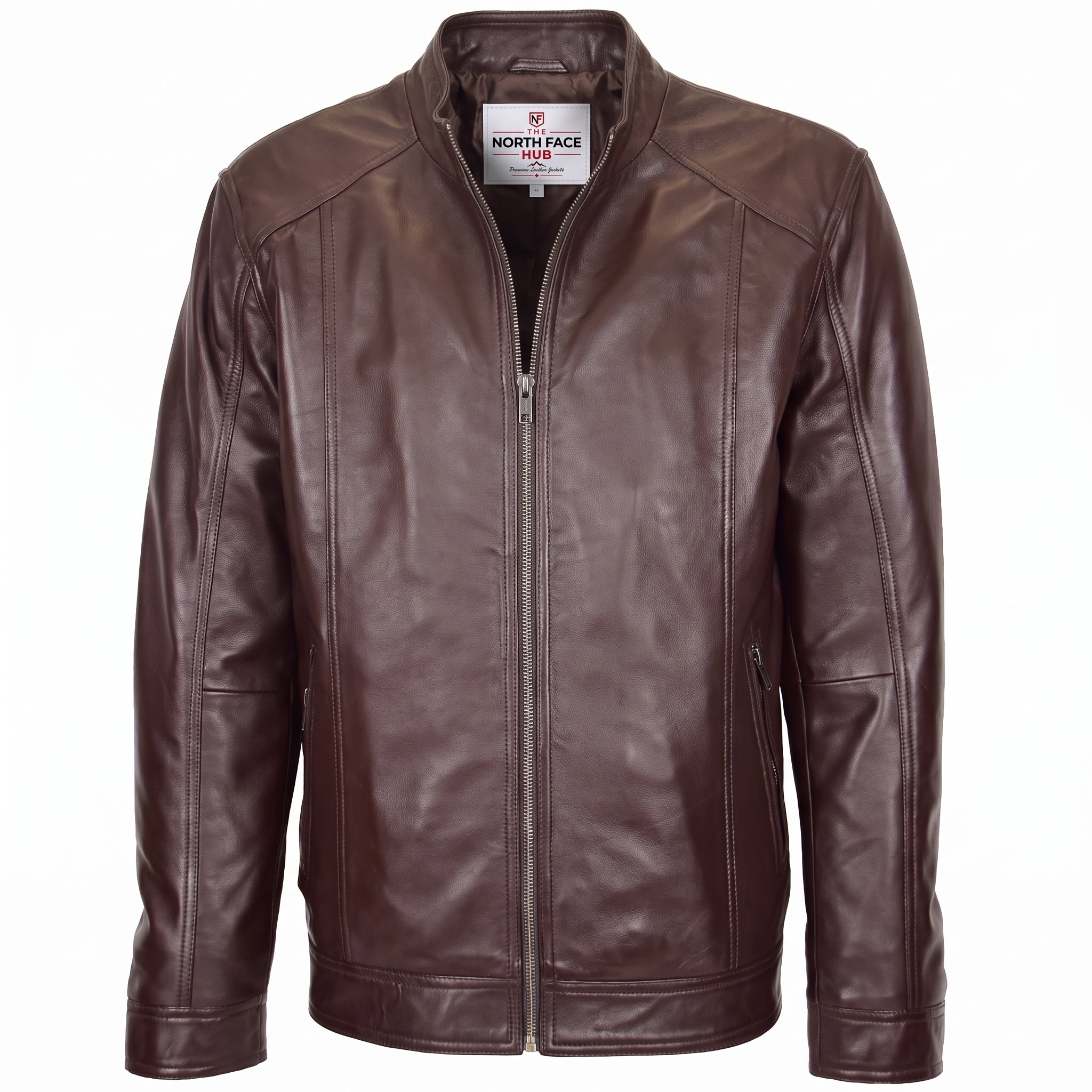Mens Soft Leather Casual Plain Zip Jacket Matt Zenith Brown