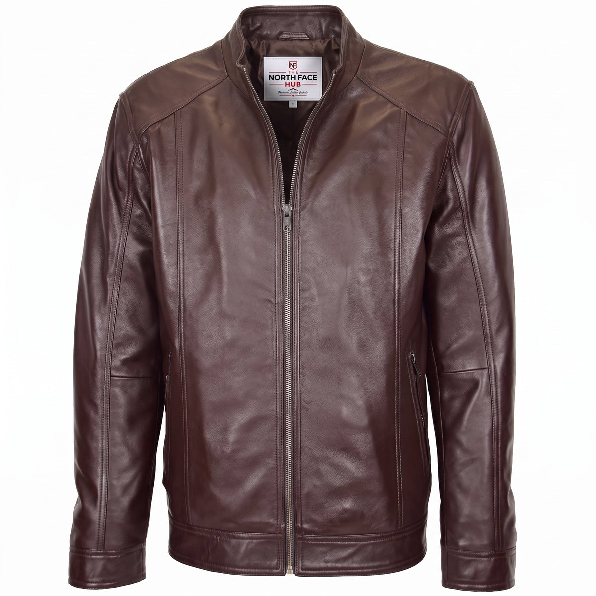 Mens Soft Leather Casual Plain Zip Jacket Matt Zenith Brown