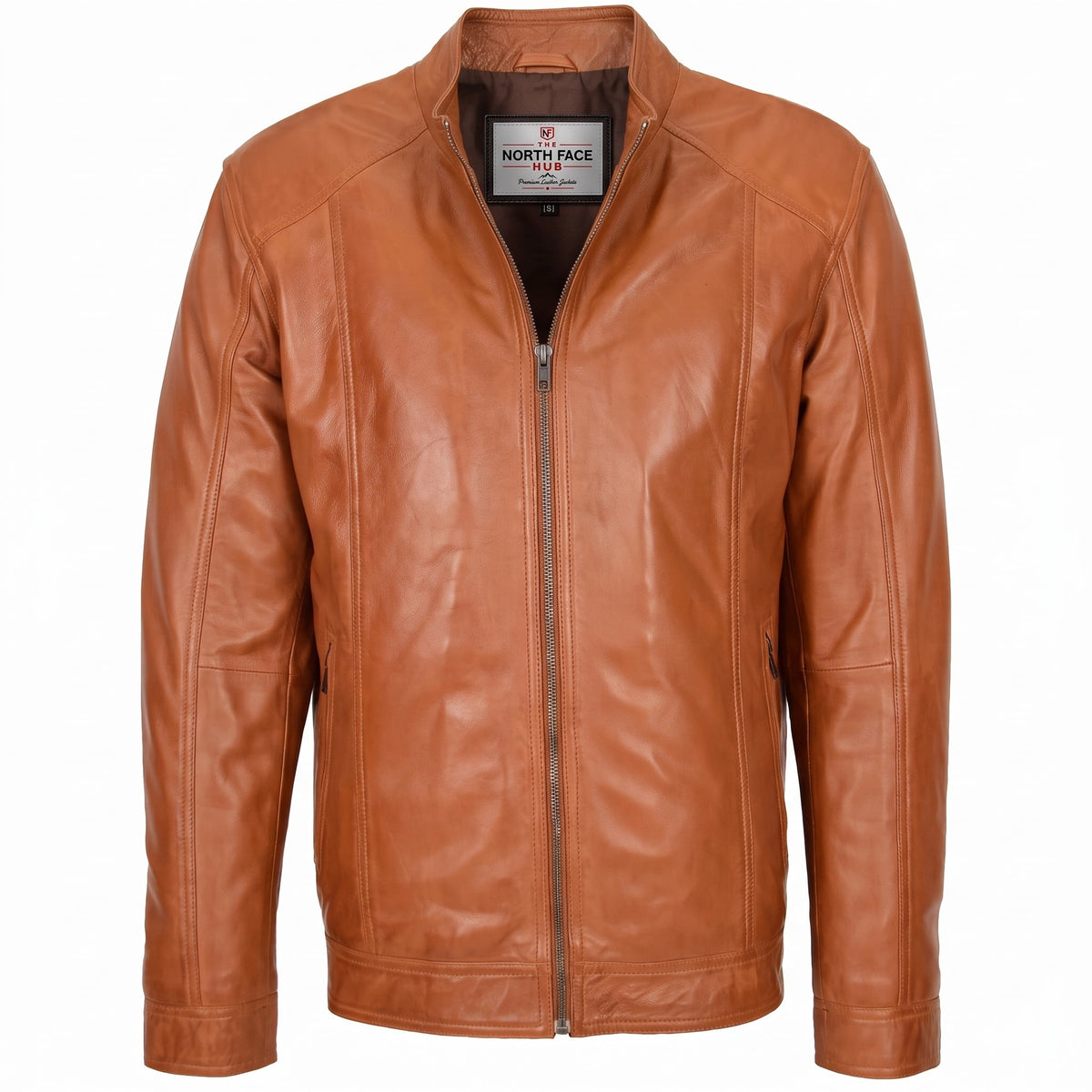 Mens Soft Leather Casual Plain Zip Jacket Matt Dynamo Tan