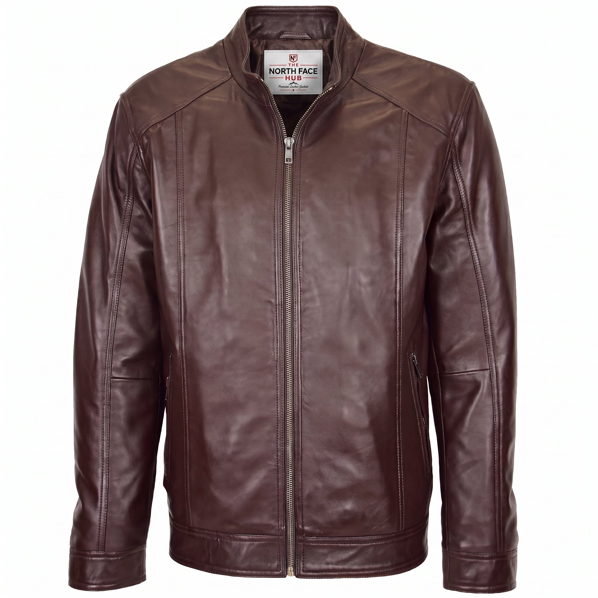Mens Soft Leather Casual Plain Zip Jacket Matt Zenith Brown