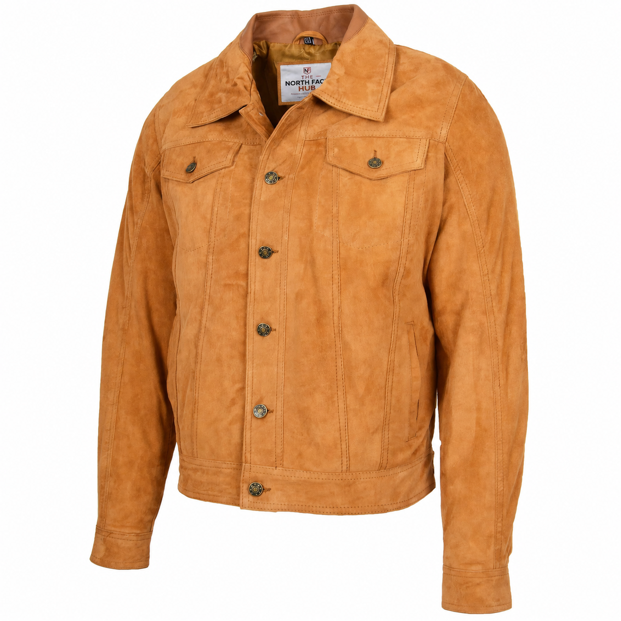 Mens Real Suede Trucker Harrington Jacket Daryl Dynamo Tan