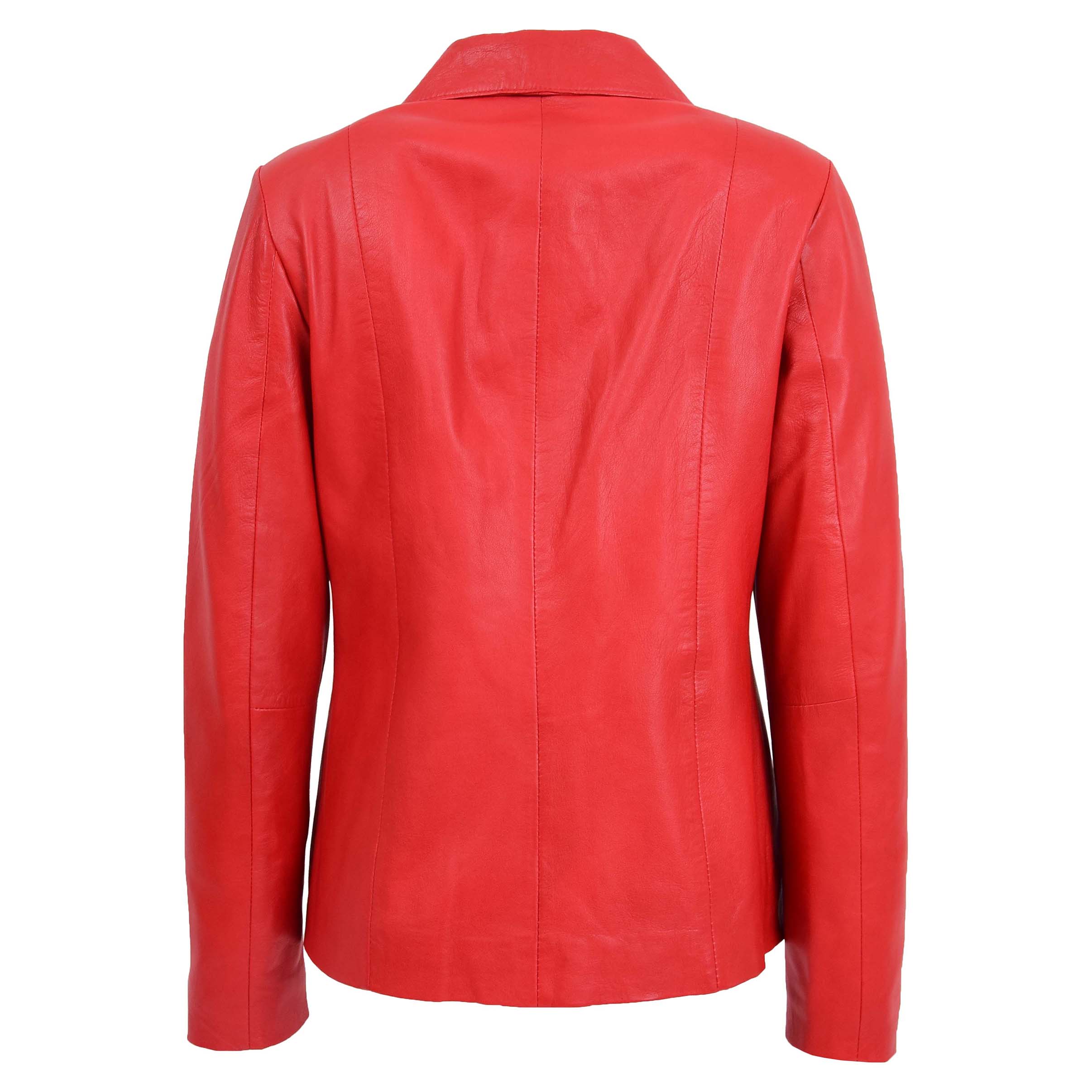 Womens Classic Zip Fastening Leather Jacket Julia Ignite Red