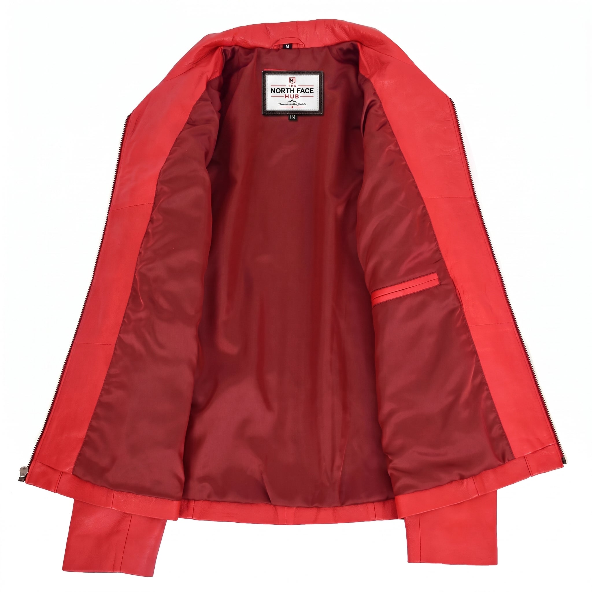 Womens Classic Zip Fastening Leather Jacket Julia Ignite Red