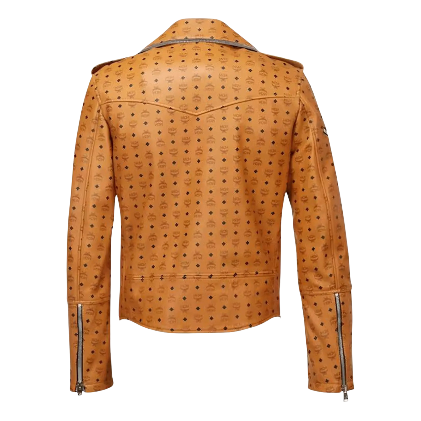 MCM Style Leather Jacket Cowhide Handmade Tan Biker Racing Jacket