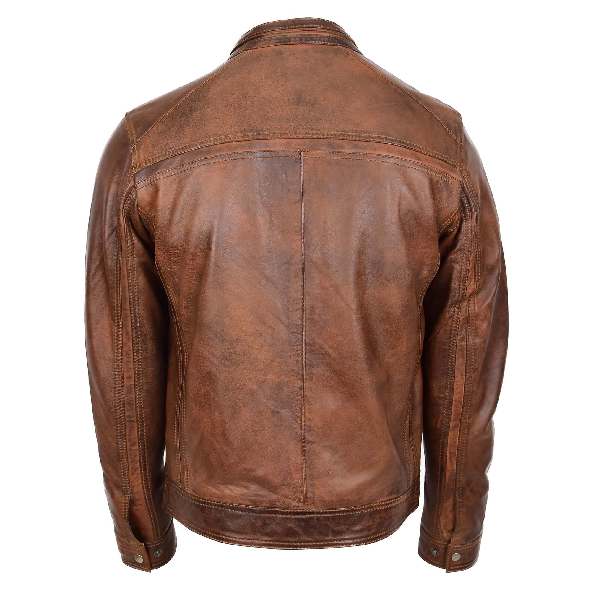 Mens Cafe Racer Leather Jacket Dusky Brown