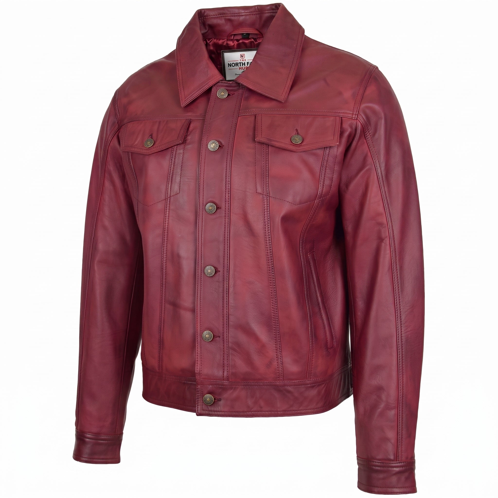 Mens Leather Lee Rider Casual Jacket Terry Infinite Burgundy