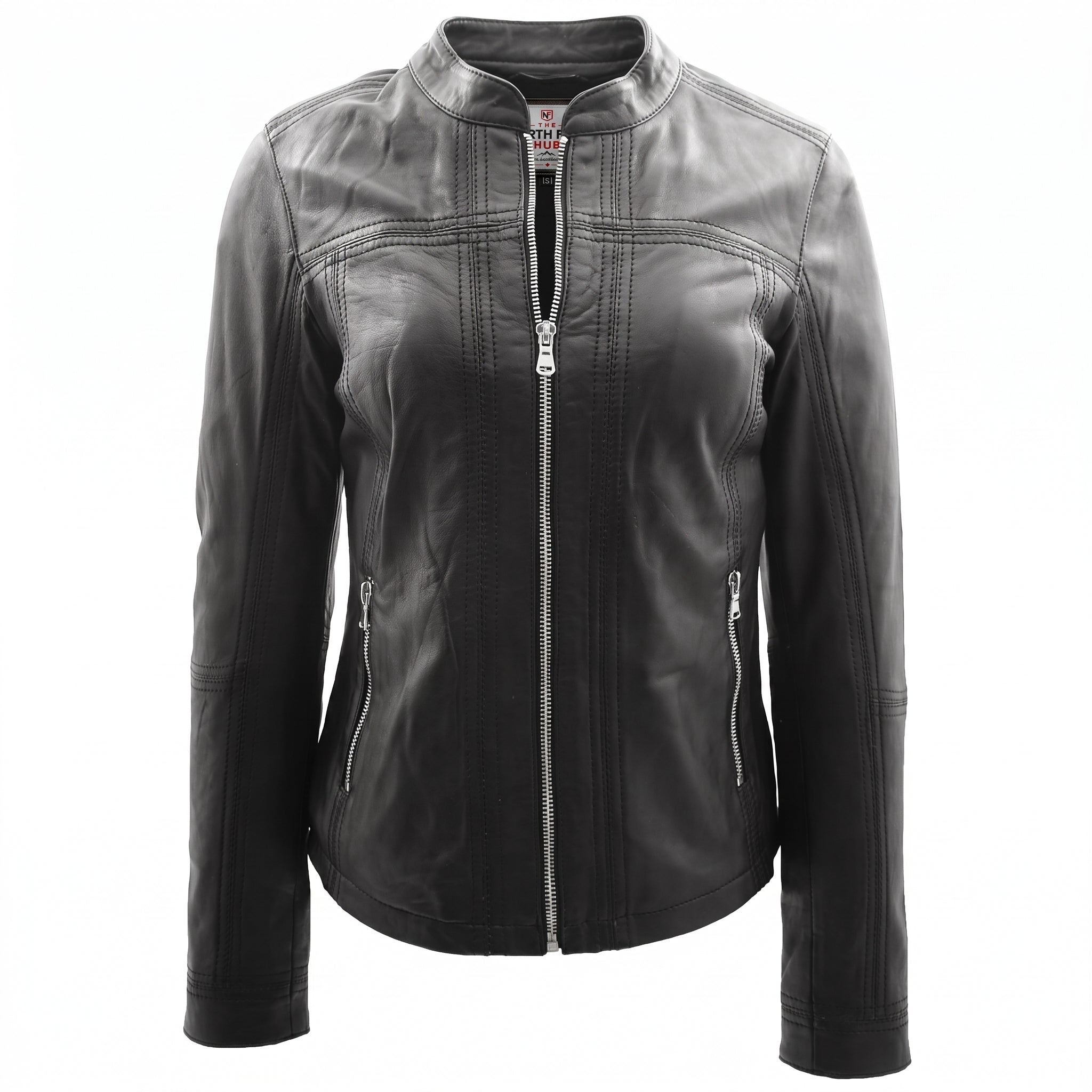 Womens Leather Classic Biker Style Tayla Jacket Nova Black