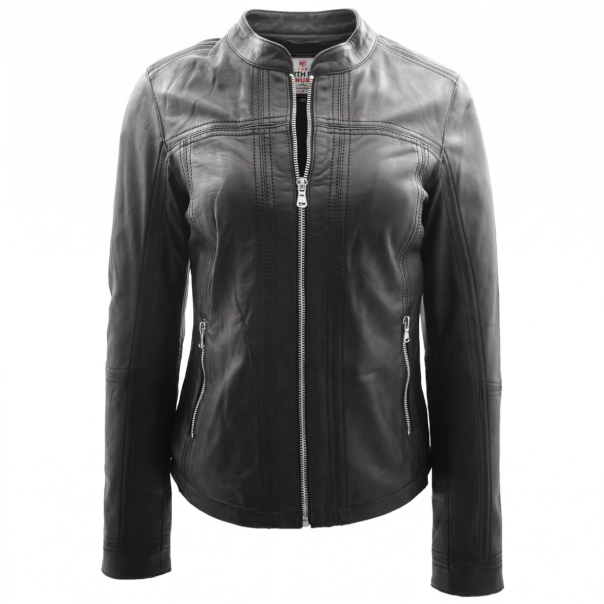 Womens Leather Classic Biker Style Tayla Jacket Nova Black