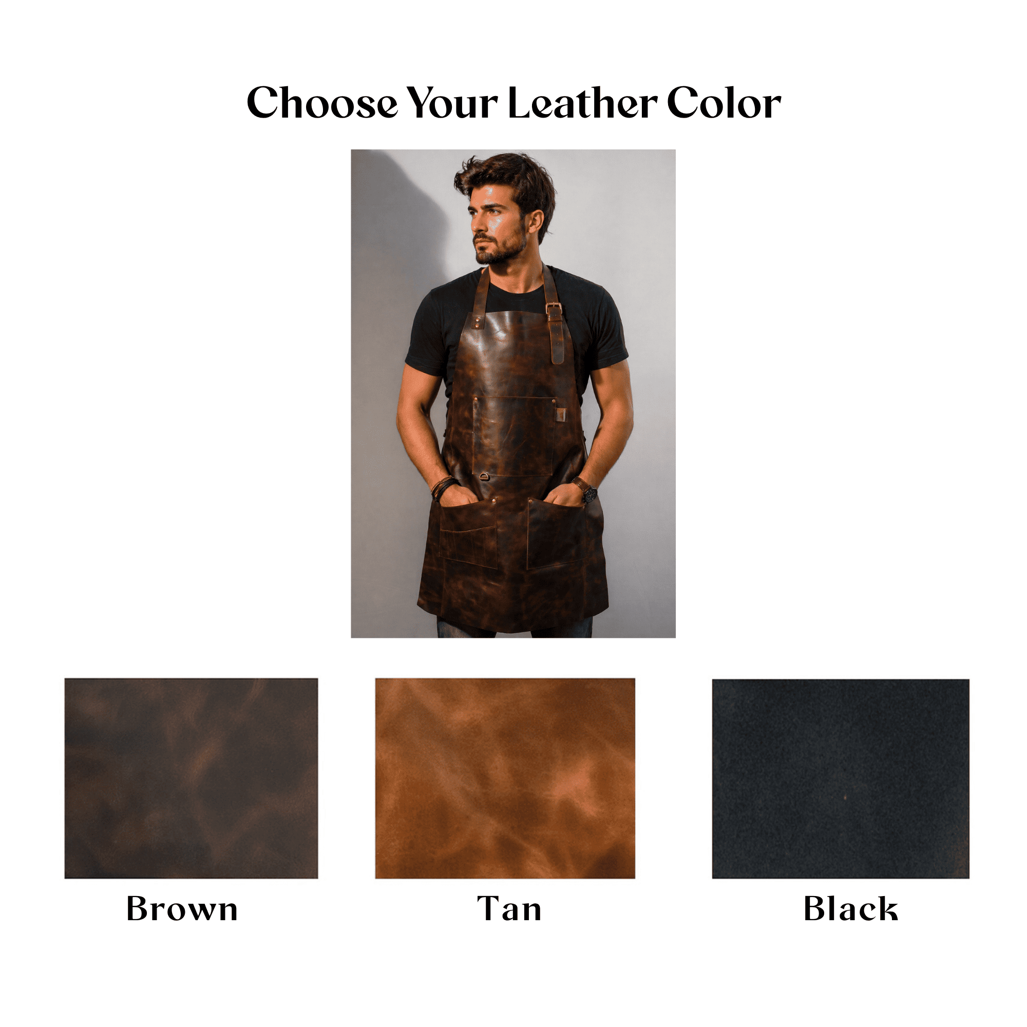 Personalized Men's Full-Grain Leather Apron for BBQ, Welding & Work