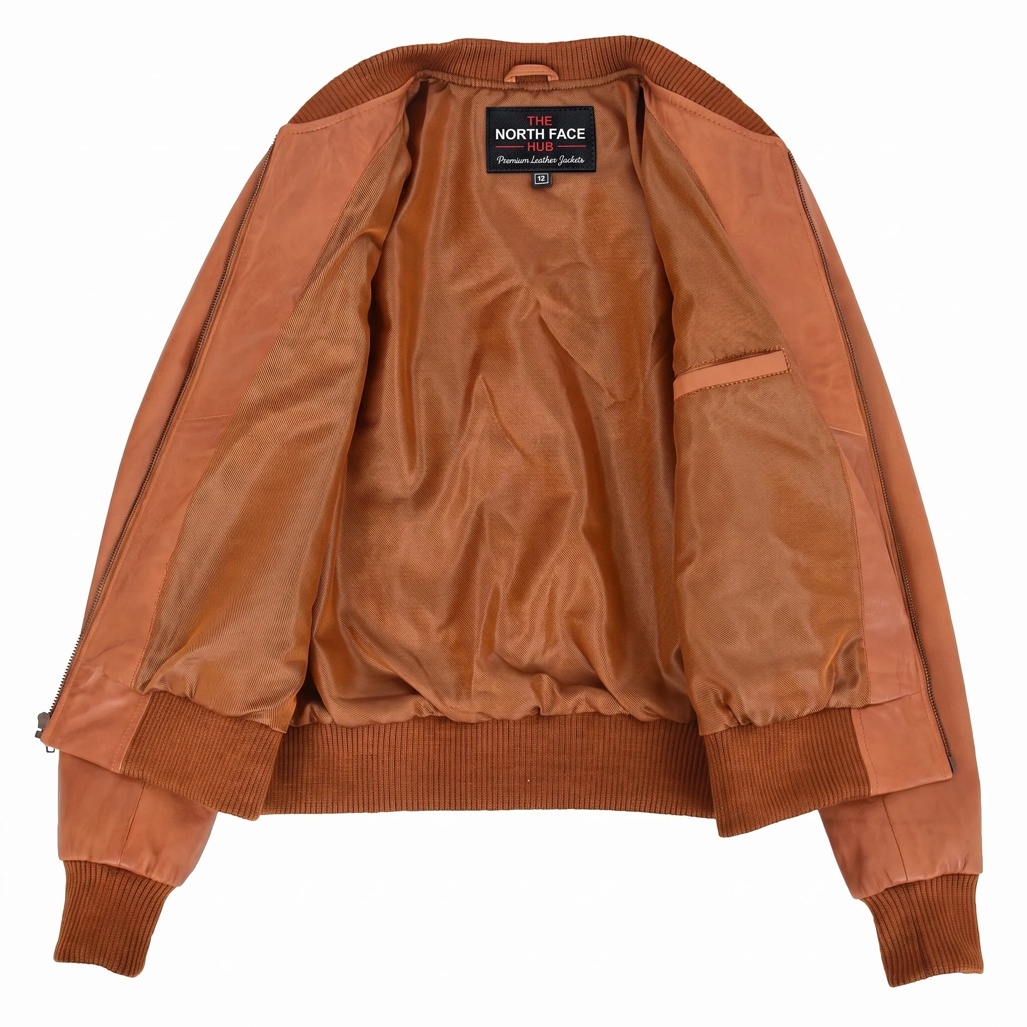 Womens Leather Varsity Quilted Bomber Jacket Dynamo Tan