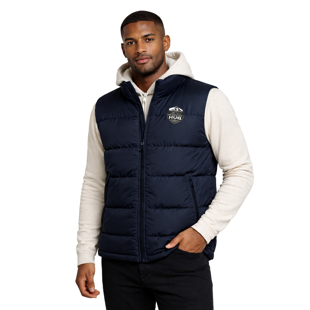 Men’s navy blue insulated puffer vest – front view lightweight winter vest