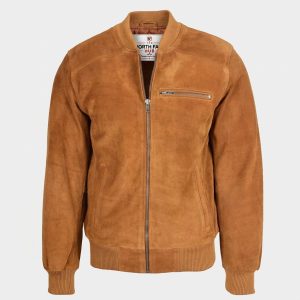 Mens Suede Bomber Varsity Jacket