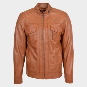 Mens Casual Biker Leather Jacket