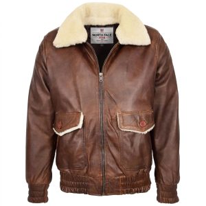 Mens Leather Bomber Jacket