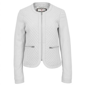 Womens Leather Collarless Jacket