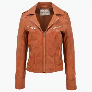 Womens Leather Fitted Biker Style Jacket