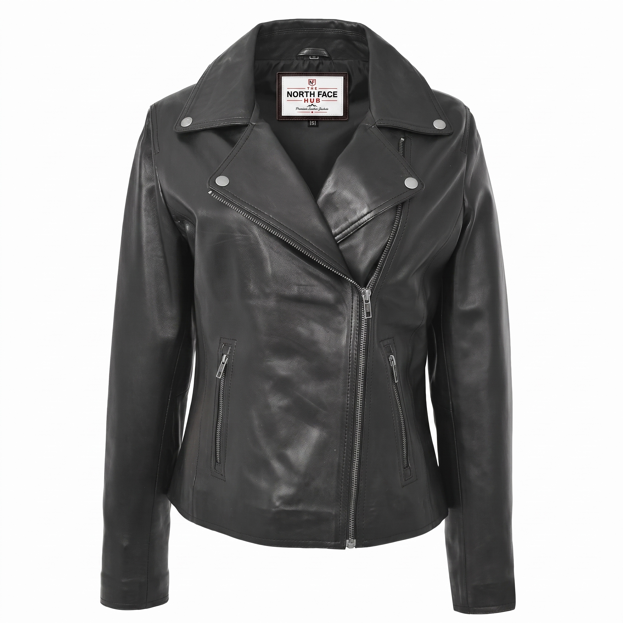 Womens Soft Leather Cross Zip Biker Jacket Lola Nova Black Womens Soft Leather Cross Zip Biker Jacket