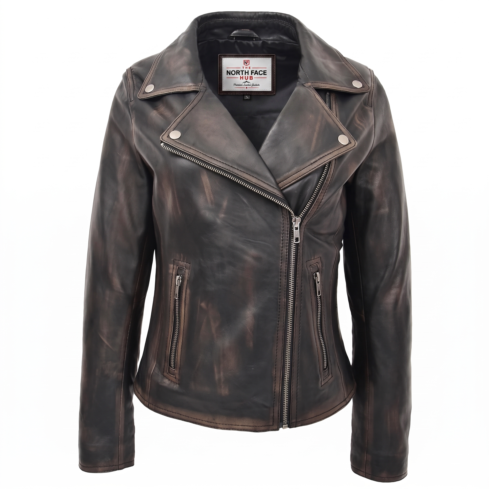 Womens Soft Leather Cross Zip Biker Jacket Lola Vintage Nova Black Womens Soft Leather Cross Zip Biker Jacket