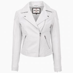 Womens Soft Leather Cross Zip Biker Jacket