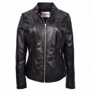 Womens Real Leather Biker Jacket
