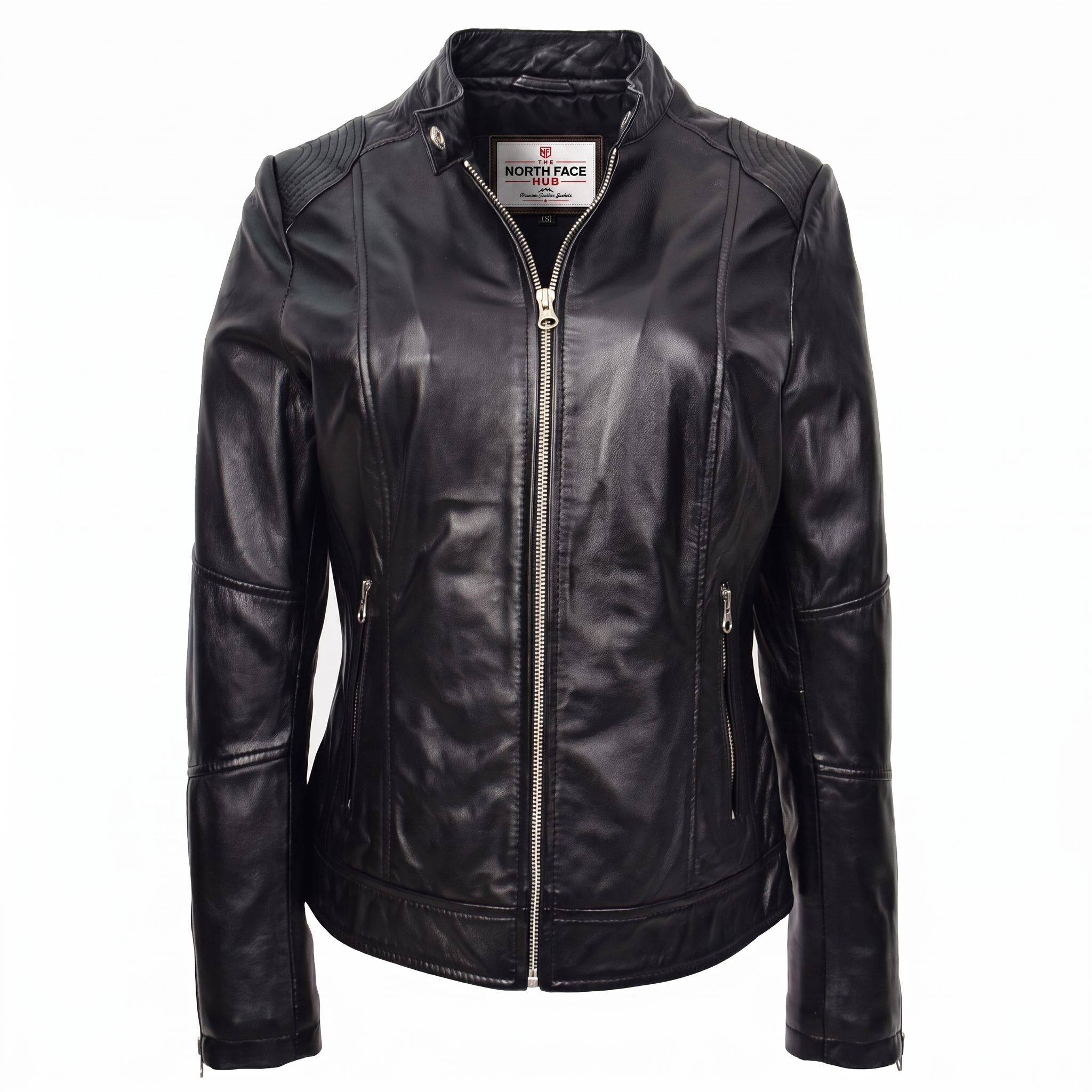 Womens Real Leather Biker Jacket Zip up Casual Connie Nova Black Womens Real Leather Biker Jacket