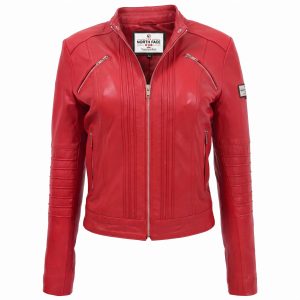 Womens Leather Classic Biker Style Jacket