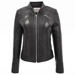 Womens Leather Classic Biker Style Jacket