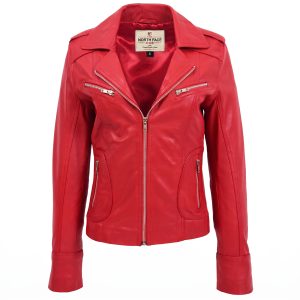 Womens Leather Fitted Biker Style Jacket